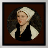 Vrouw in een witte coif door Holbein Canvas Print (Voorkant)