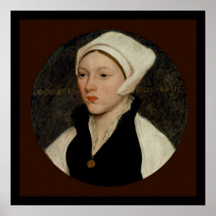 Vrouw in een witte coif door Holbein Canvas Print