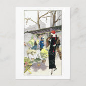 Vrouw in een zwarte fluwelen jurk (1924) feestdagenkaart (Voorkant)