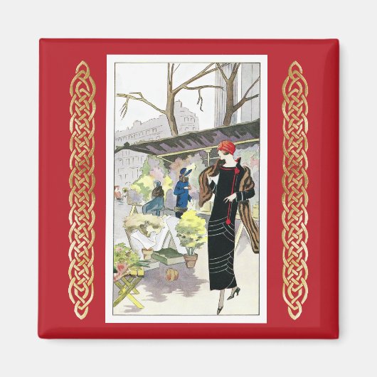 Vrouw in een zwarte fluwelen jurk (1924) magneet (Voorkant)