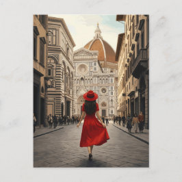 Vrouw in Florence Italië Reizen Briefkaart