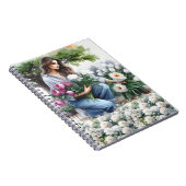 Vrouw in Flower Garden Journal Notitieboek (Rechterzijde)