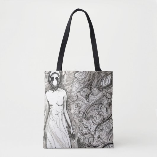 Vrouw in gasmasker tote bag (Voorkant)