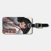 Vrouw in geborduurde blouse bagagelabel (Voorkant horizontaal)