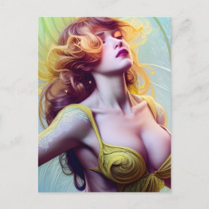 Vrouw in Geel Briefkaart