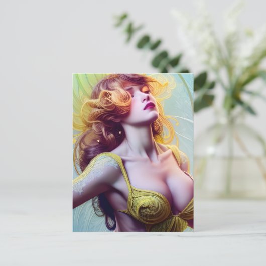 Vrouw in Geel Briefkaart (Staand voorkant)