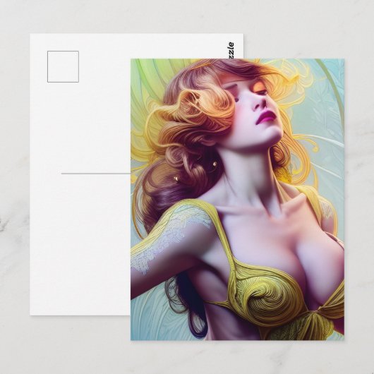 Vrouw in Geel Briefkaart (Voorkant / Achterkant)