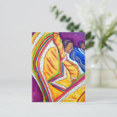 Vrouw in Gele Dress Briefkaart (Staand voorkant)