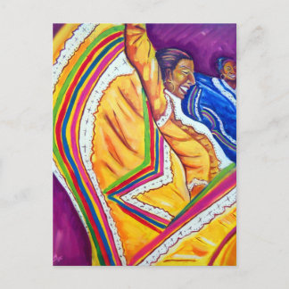 Vrouw in Gele Dress Briefkaart