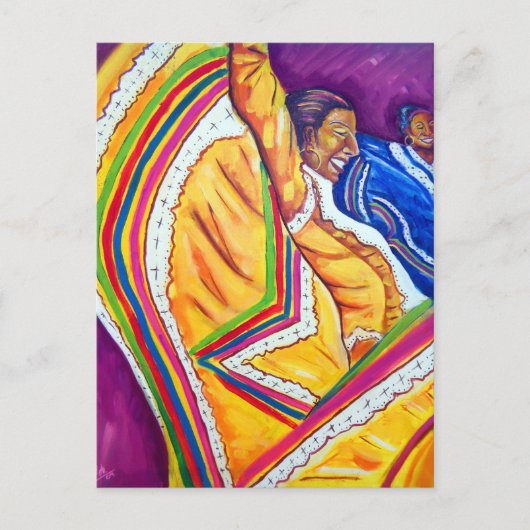 Vrouw in Gele Dress Briefkaart (Voorkant)