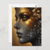  vrouw in goud | Blanco Briefkaart (Voorkant / Achterkant)