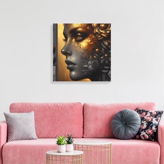 vrouw in goud etherisch canvas afdruk (Insitu (Woonkamer))