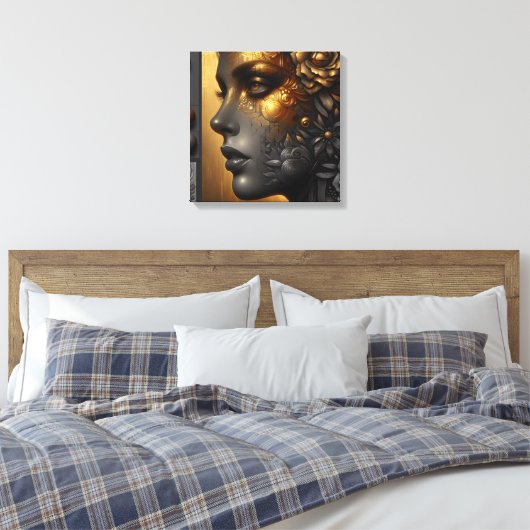 vrouw in goud etherisch canvas afdruk (Insitu (Slaapkamer))