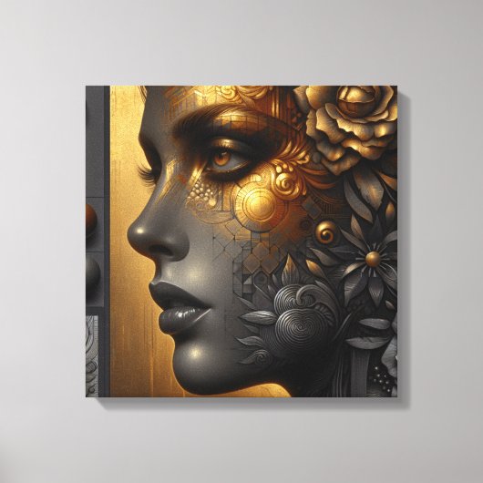 vrouw in goud etherisch canvas afdruk (Voorkant)