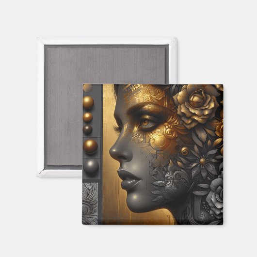  vrouw in goud etherisch magneet (Voorkant / Achterkant)