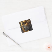 vrouw in goud etherisch vierkante sticker (Envelop)