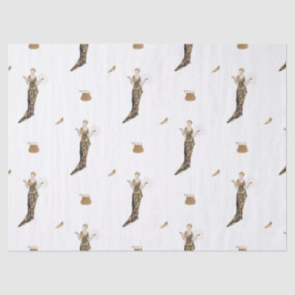  Vrouw in Gouden Jurk + Tassen & Schoenen Tissuepapier