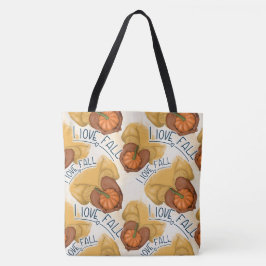 VROUW IN GOUDEN TRUI MET KLEINE POMPOEN TOTE BAG