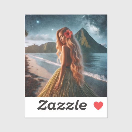 Vrouw in grasrok sticker (Vel)
