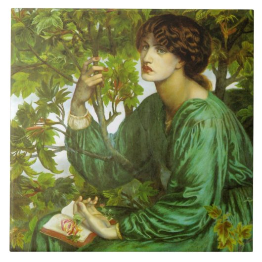 Vrouw in Green (The Day Dream) (door D.G. Rosetti) Tegeltje (Voorkant)