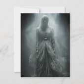 Vrouw in grijs Halloween Uitnodiging (Achterkant)