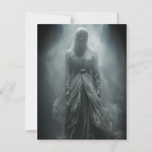 Vrouw in grijs Halloween Uitnodiging (Achterkant)