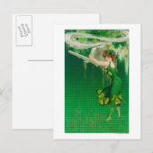 Vrouw in Groen Bedrijf een Pijpschaal Briefkaart (Voorkant / Achterkant)