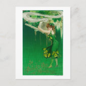 Vrouw in Groen Bedrijf een Pijpschaal Briefkaart (Voorkant)