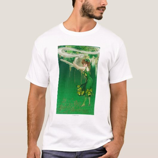 Vrouw in Groen Bedrijf een Pijpschaal T-shirt (Voorkant)