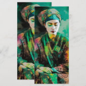 Vrouw in groen Bladwijzer Menu (Voorkant / Achterkant)