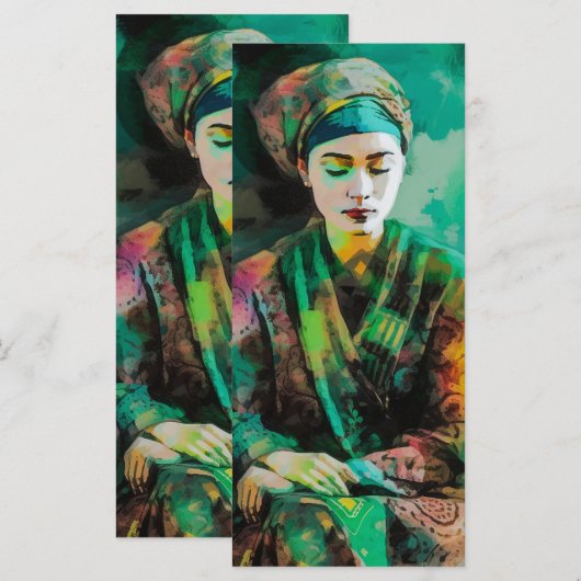 Vrouw in groen Bladwijzer Menu (Voorkant / Achterkant)