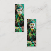 Vrouw in groen Bladwijzer Mini Visitekaartje (Voorkant / Achterkant)