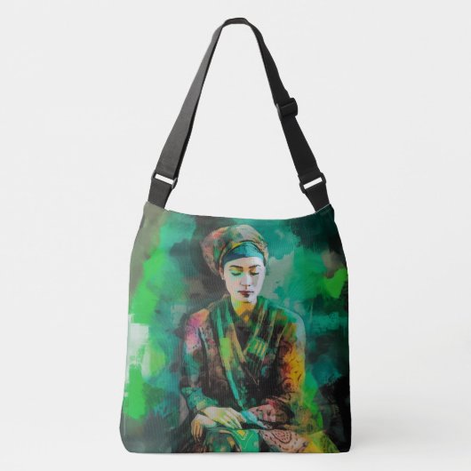 Vrouw in Groen Crossbody Tas (Voorkant)