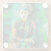 Vrouw in Groen Glazen Onderzetter (Achterkant)