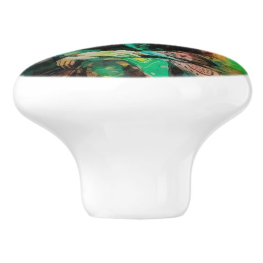 Vrouw in Groen Keramische Knop (Zijkant)