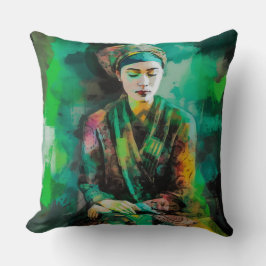 Vrouw in Groen Kussen