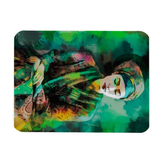 Vrouw in Groen Magneet (Horizontaal)