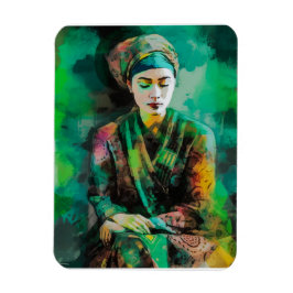 Vrouw in Groen Magneet