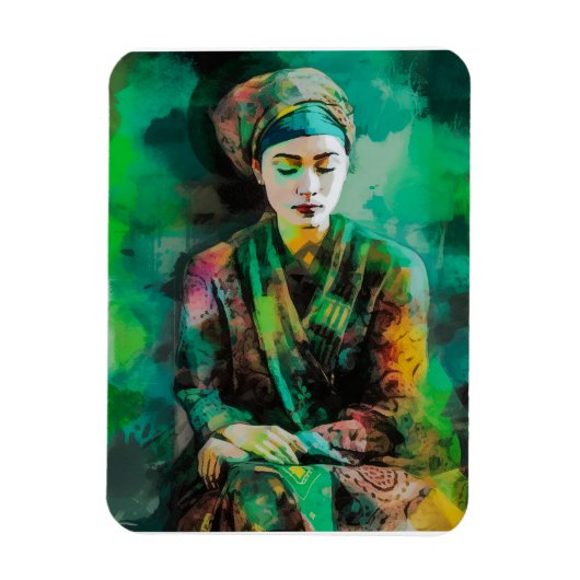 Vrouw in Groen Magneet (Verticaal)