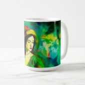 Vrouw in Groen Pet Koffiemok (Voorkant rechts)