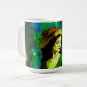 Vrouw in Groen Pet Koffiemok (Voorkant links)