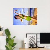 Vrouw in groen poster bikini (Thuiskantoor)