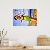 Vrouw in groen poster bikini (Keuken)