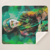 Vrouw in Groen Sherpa Deken (Voorkant (horizontaal))