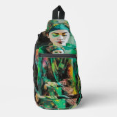 Vrouw in Groen Sling Bag (Voorkant)