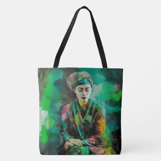 Vrouw in Groen Tote Bag (Voorkant)