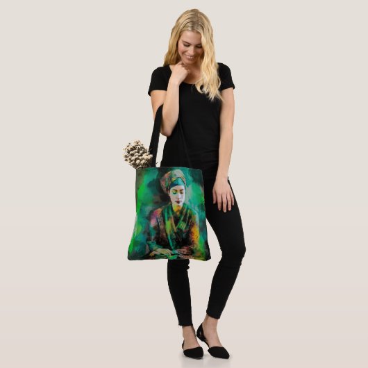 Vrouw in Groen Tote Bag (Op model)