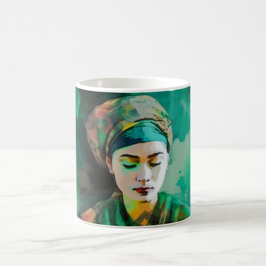 Vrouw in Groene Zonnebril Koffiemok (Center)
