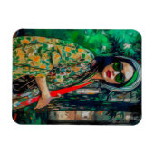 Vrouw in Groene Zonnebril Magneet (Horizontaal)