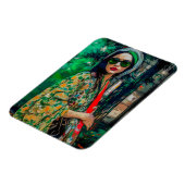 Vrouw in Groene Zonnebril Magneet (Linkerzijde)